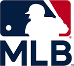 MLB logo with batter silhouette in blue and red