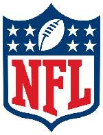 NFL shield logo with stars and football in blue and red